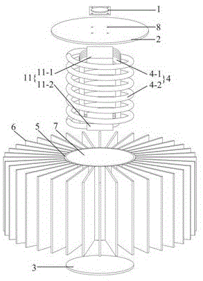 一種脈動熱管協(xié)同重力熱管強(qiáng)化大功率LED散熱裝置